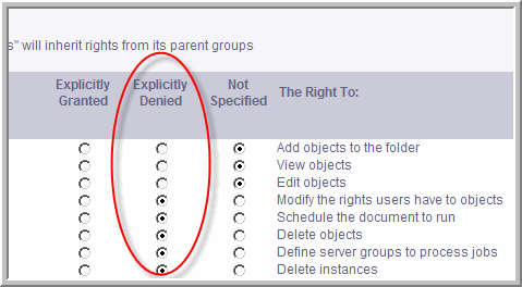 advanced rights explictly denied granted